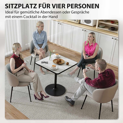 Esstisch für 4 Personen, weiße Marmorplatte, Metallsockel