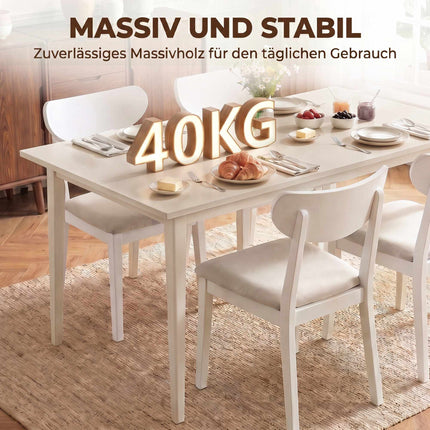 Dining Table for 8, Modern Design, Solid Wood Legs, Cream
