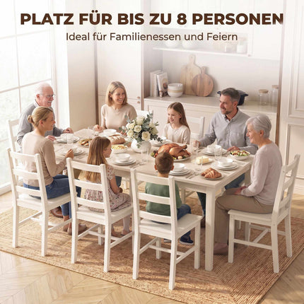 Dining Table for 8, Modern Design, Solid Wood Legs, Cream