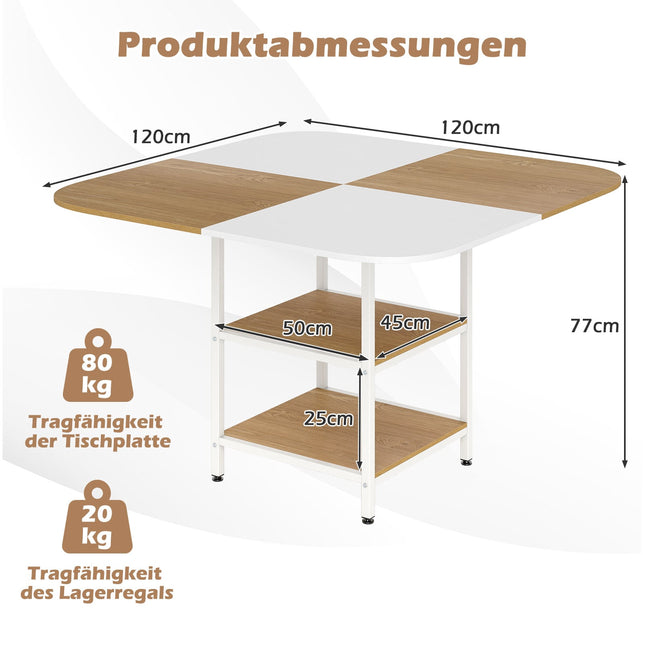 Eettafel met planken, 120x120 cm, 4 zitplaatsen
