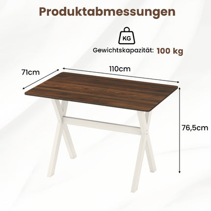 Esstisch mit X-Gestell, Nussbaum-Finish, 110x71 cm