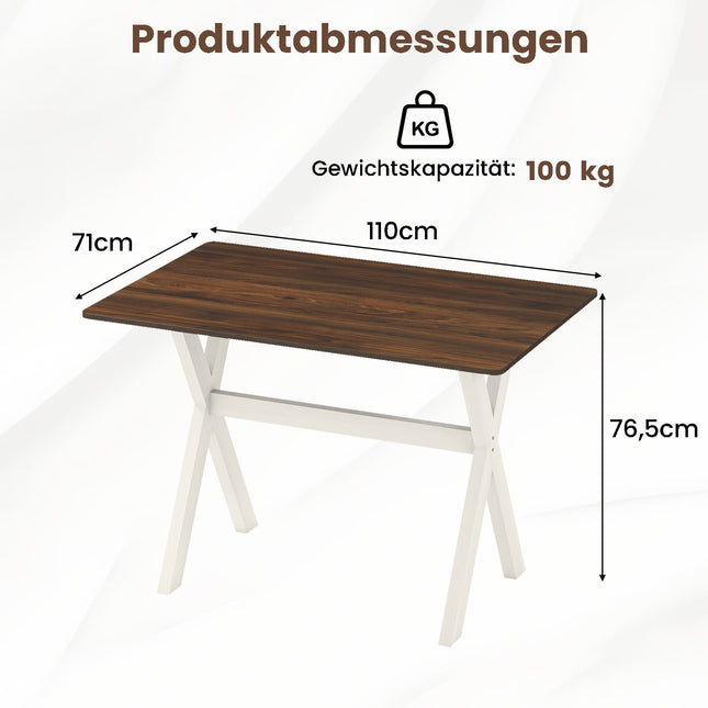 Esstisch mit X-Gestell, Nussbaum-Finish, 110x71 cm
