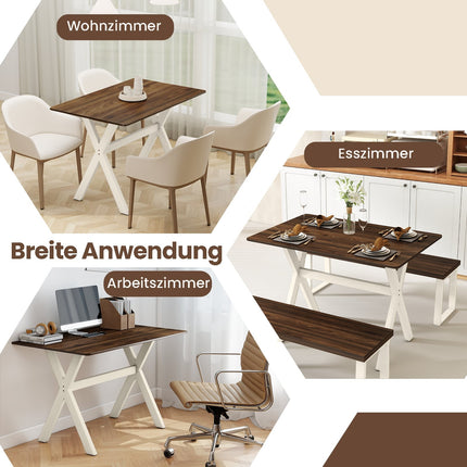 Esstisch mit X-Gestell, Nussbaum-Finish, 110x71 cm
