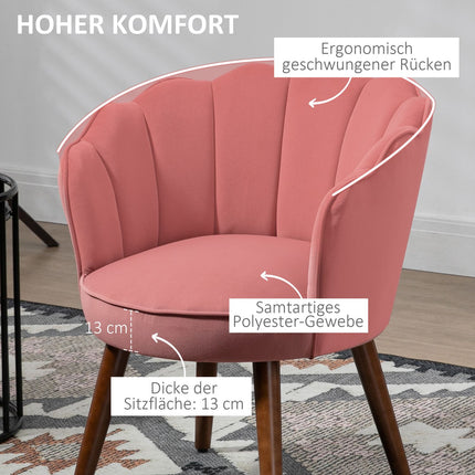 Rosa Sessel mit Rückenlehne - Polyester, Kautschukholz