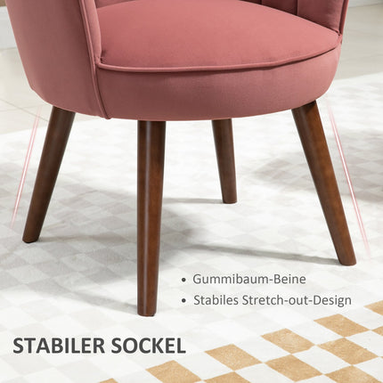 Rosa Sessel mit Rückenlehne - Polyester, Kautschukholz