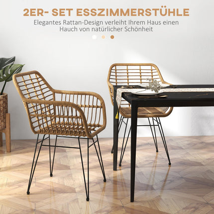 2 Esszimmerstühle aus hellbraunem Stahl mit Rückenlehne
