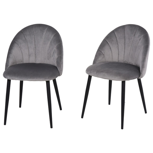 Lot de 2 chaises de salle à manger, chaises de cuisine, chaise de salon design Skandi, chaise rembourrée, chaise de bureau, velours, métal gris 52x54x79cm