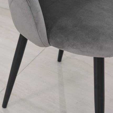 Lot de 2 chaises de salle à manger, chaises de cuisine, chaise de salon design Skandi, chaise rembourrée, chaise de bureau, velours, métal gris 52x54x79cm