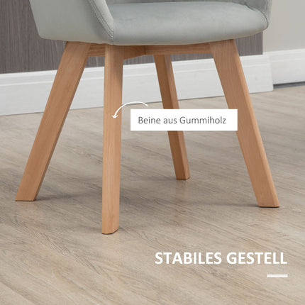 2er-Set Esszimmerstühle aus grauem Samt mit Armlehnen