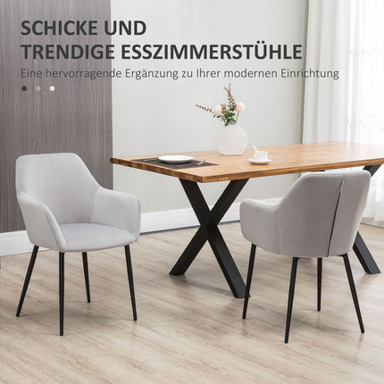Samtbezogene Esszimmerstühle, 2er-Set, hellgrau