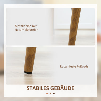 4er-Set Esszimmerstühle, Metallbeine, weiß & natur