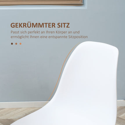 4er-Set Esszimmerstühle, Metallbeine, weiß & natur