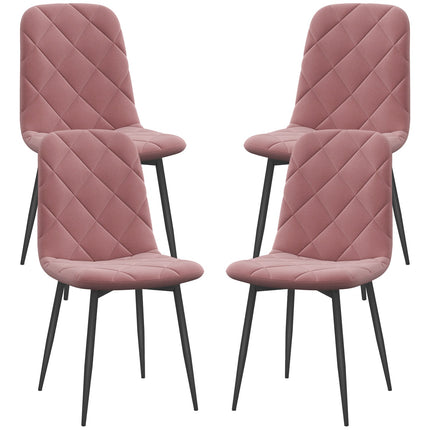 Dining room chairs set of 4 kitchen chairs with backrest, velvet look, armchair 45 x 54 x 87 cm pink