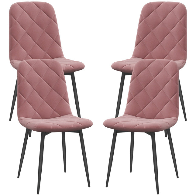Esszimmerstühle 4er Set Küchenstühle mit Rückenlehne Samt-Optik Armlehnstuhl 45 x 54 x 87 cm Pink