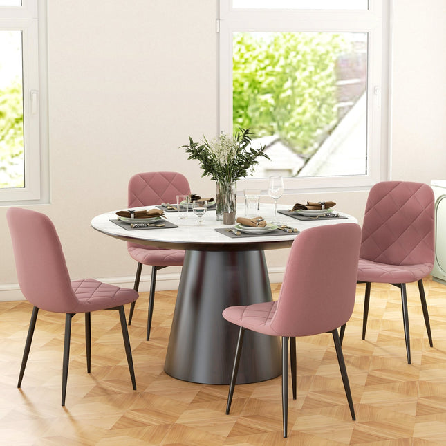 Esszimmerstühle 4er Set Küchenstühle mit Rückenlehne Samt-Optik Armlehnstuhl 45 x 54 x 87 cm Pink