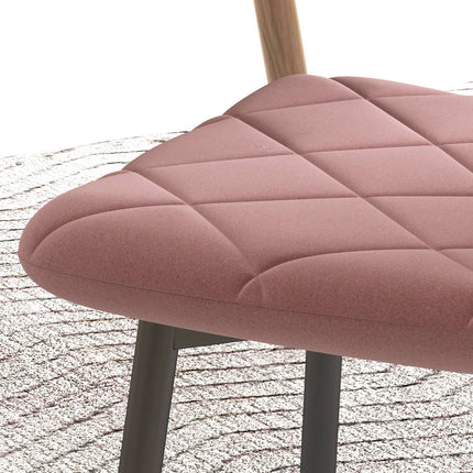 Dining room chairs set of 4 kitchen chairs with backrest, velvet look, armchair 45 x 54 x 87 cm pink