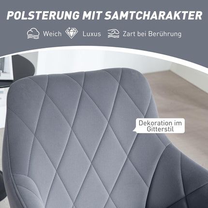 Esszimmerstuhl aus Samt mit Armlehnen – Stahlgrau