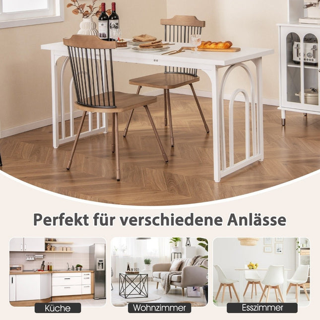 Esszimmertisch Holz 160 x 60 cm rechteckig Küchentisch mit Metallbeinen weiß