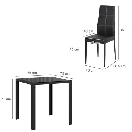 Dining set dining table with 4 chairs space-saving dining room group seating group black
