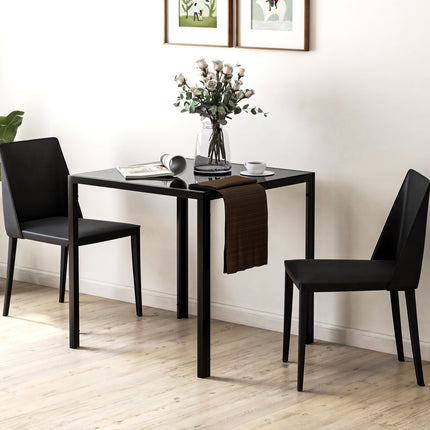 Quadratischer Esstisch aus Glas für 4 Personen, 80 kg Tragkraft, Schwarz