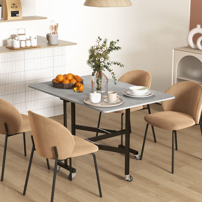 Klappbarer Esstisch mit Rollen, Stahlbeine, Stühle 4-6