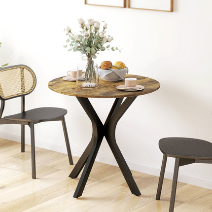 Round dining table, Modern Rustic Brown, Steel frame, Ø78 x 75 cm