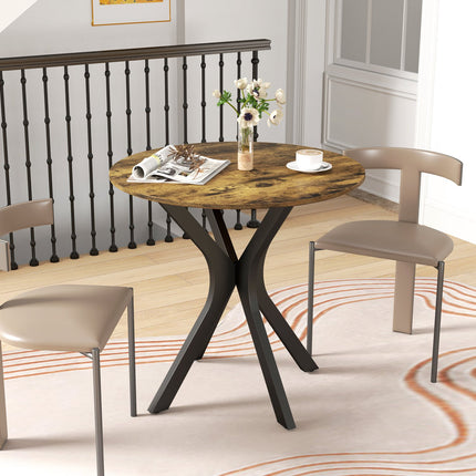 Round dining table, Modern Rustic Brown, Steel frame, Ø78 x 75 cm
