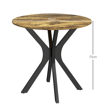 Round dining table, Modern Rustic Brown, Steel frame, Ø78 x 75 cm