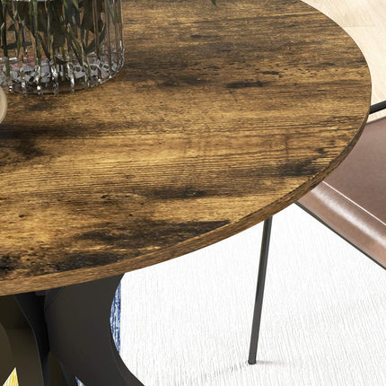Round dining table, Modern Rustic Brown, Steel frame, Ø78 x 75 cm