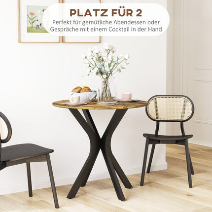 Round dining table, Modern Rustic Brown, Steel frame, Ø78 x 75 cm
