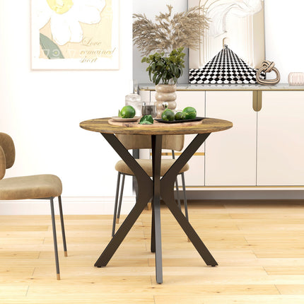 Round dining table, Modern Rustic Brown, Steel frame, Ø78 x 75 cm
