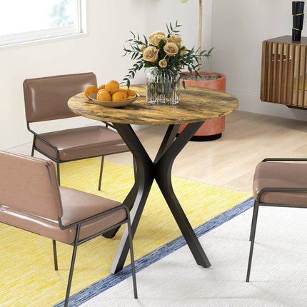 Round dining table, Modern Rustic Brown, Steel frame, Ø78 x 75 cm