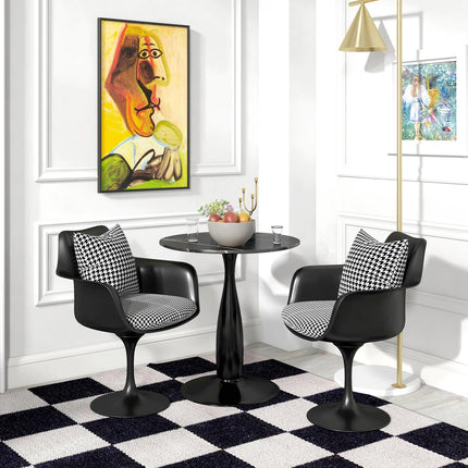 Runder Esstisch, moderner Stil – schwarz, Stahlgestell