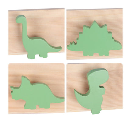 Dinosaur-Themed Kids' Coat Rack with 4 Hooks, Green