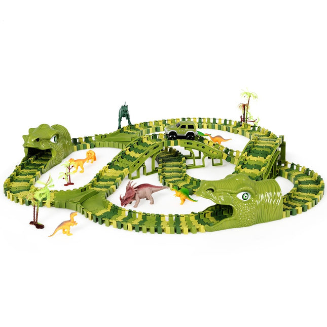 Dinosaurier-Rennbahnautos Schienenspielset für Kinder