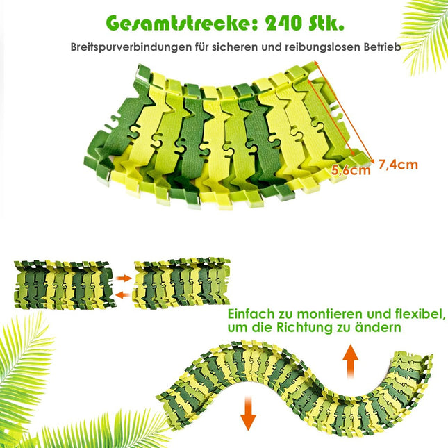Dinosaurier-Rennbahnautos Schienenspielset für Kinder