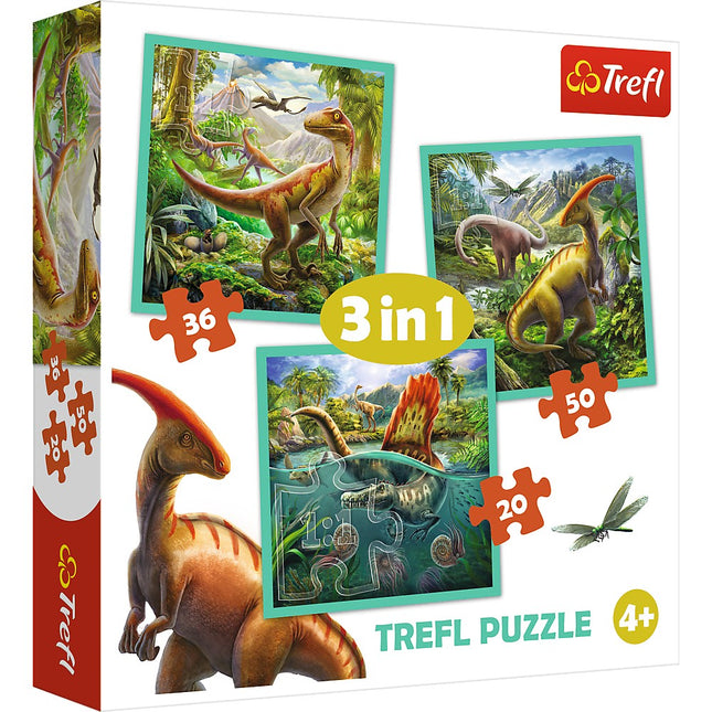 Dinosaurier 3-in-1 Puzzle-Set für Kinder, lehrreicher Spaß