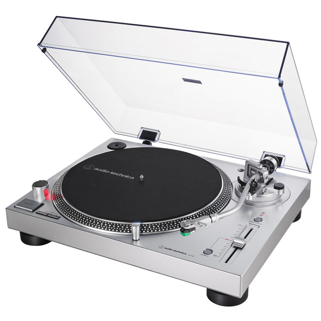 Plattenspieler mit Direktantrieb und USB, manuell, Silber