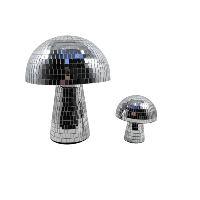 Deko-Discokugeln, Pilzform, Silber, 2er-Pack