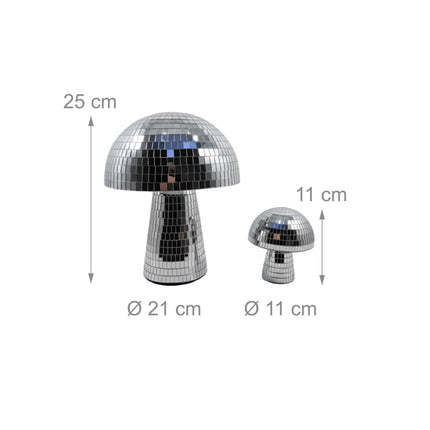 Disco Mushroom Decor, Silver Finish, 2-Pack