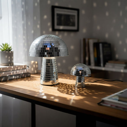 Disco Mushroom Decor, Silver Finish, 2-Pack