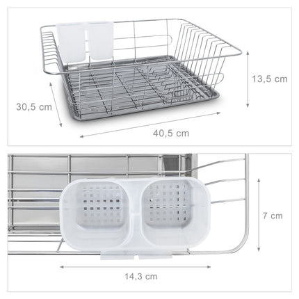 Dish rack with cutlery basket L