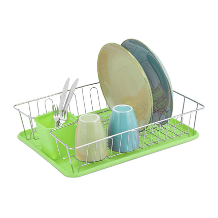Égouttoir à vaisselle avec porte-couverts en vert