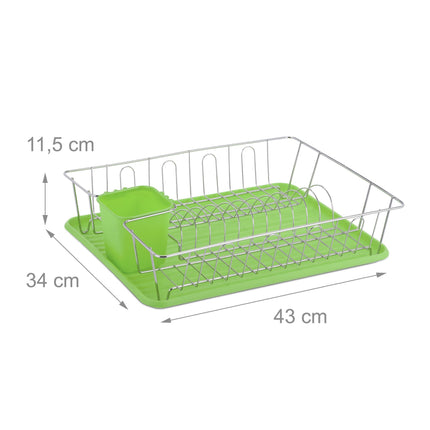 Égouttoir à vaisselle avec porte-couverts en vert