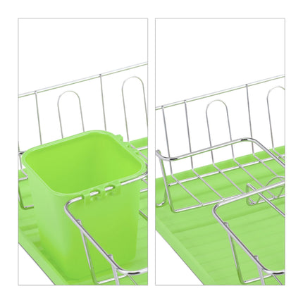 Égouttoir à vaisselle avec porte-couverts en vert