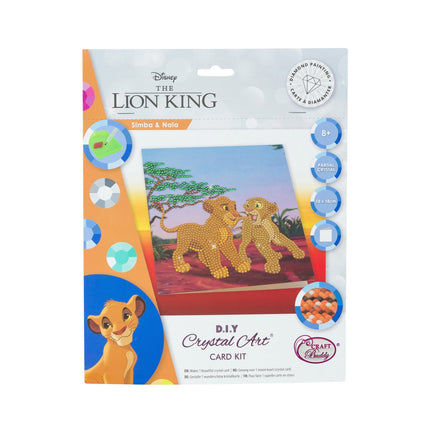 Disney Crystal Art Karte Simba und Nala, 18 x 18 cm