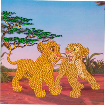 Disney Crystal Art Karte Simba und Nala, 18 x 18 cm