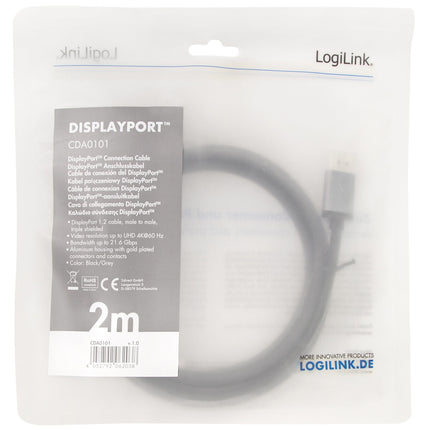 DisplayPort-Kabel 4K/60Hz Aluminium 2m