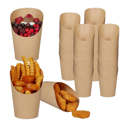 Disposable Kraft Paper Snack Cups, 100-Pack