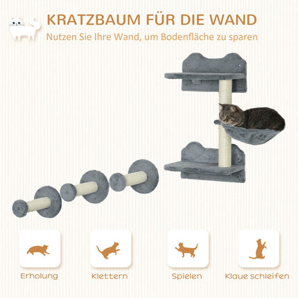 Cat tree with jumping tower, 3 scratching posts, hammock